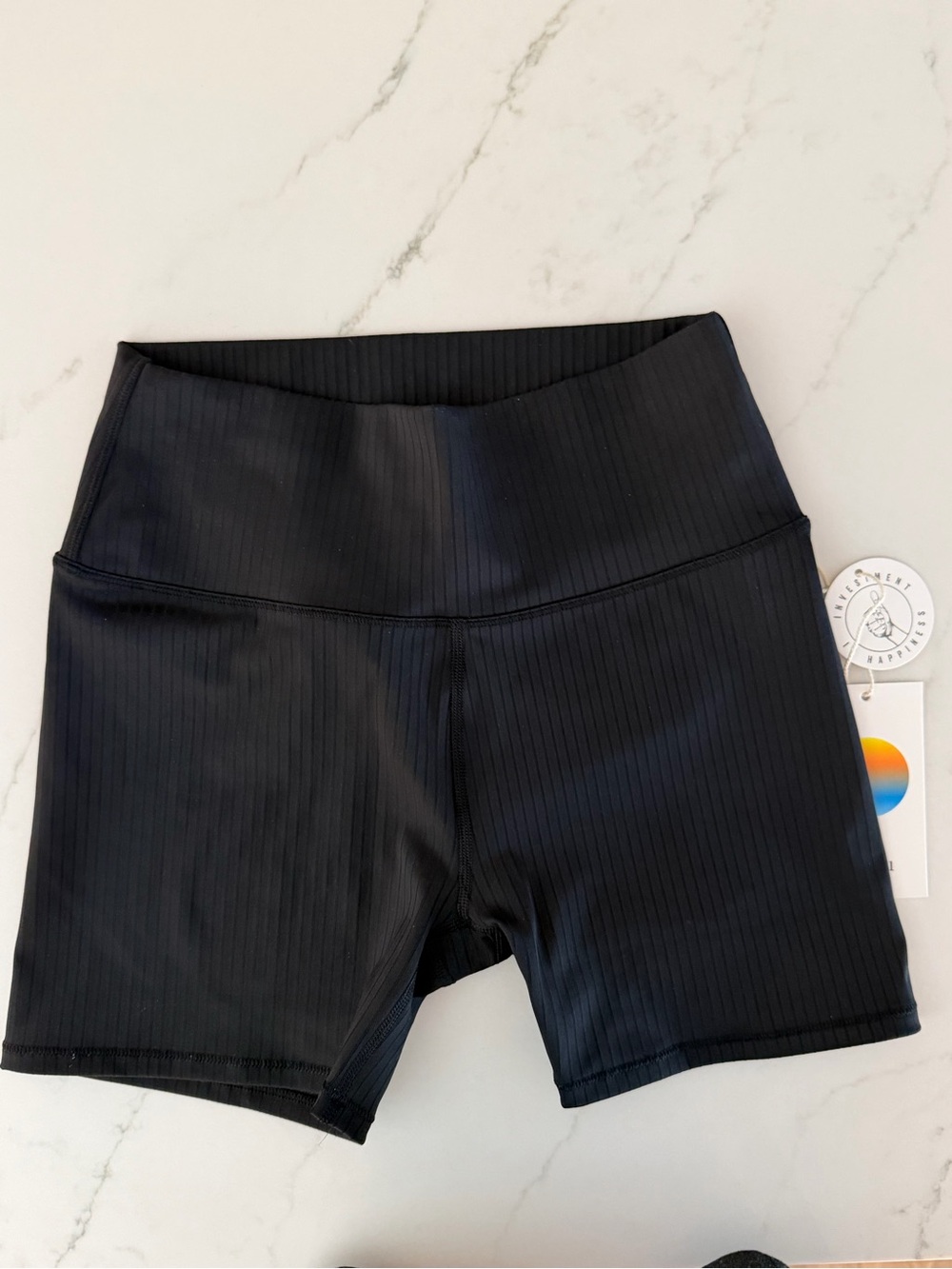 High-Waist Black Ribbed Women’s biker Shorts